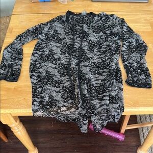 Black and Gray sheer button down top